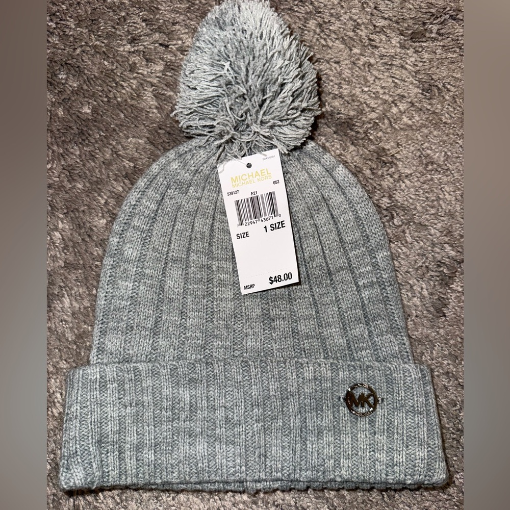 MICHAEL Michael Kors grey women’s beanie one size winter hat new with tags NWT